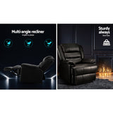 Recliner Armchair Black PU Leather