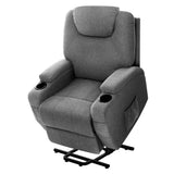 Recliner Massage Armchair Grey Fabric