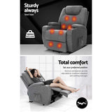 Recliner Massage Armchair Grey Fabric