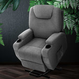 Recliner Massage Armchair Grey Fabric