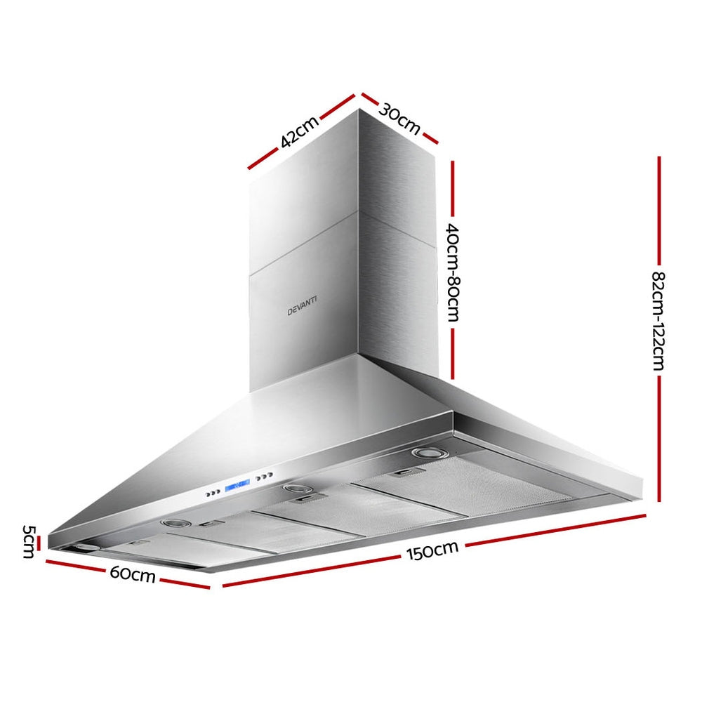 Devanti 1500mm Range Hood 150cm BBQ Commercial Rangehood