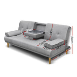 3-Seater Sofa Bed Grey