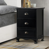 Black Bedside Table 3 Drawers