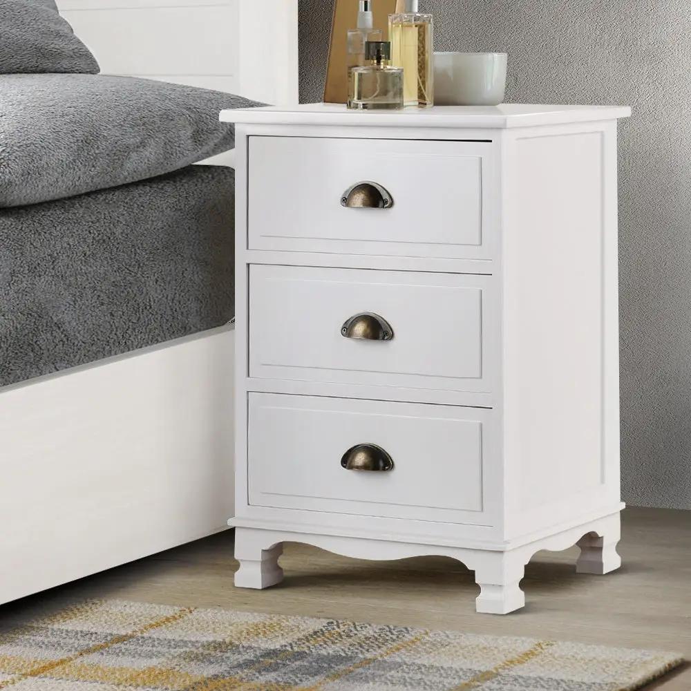 White Bedside Table 3 Drawers