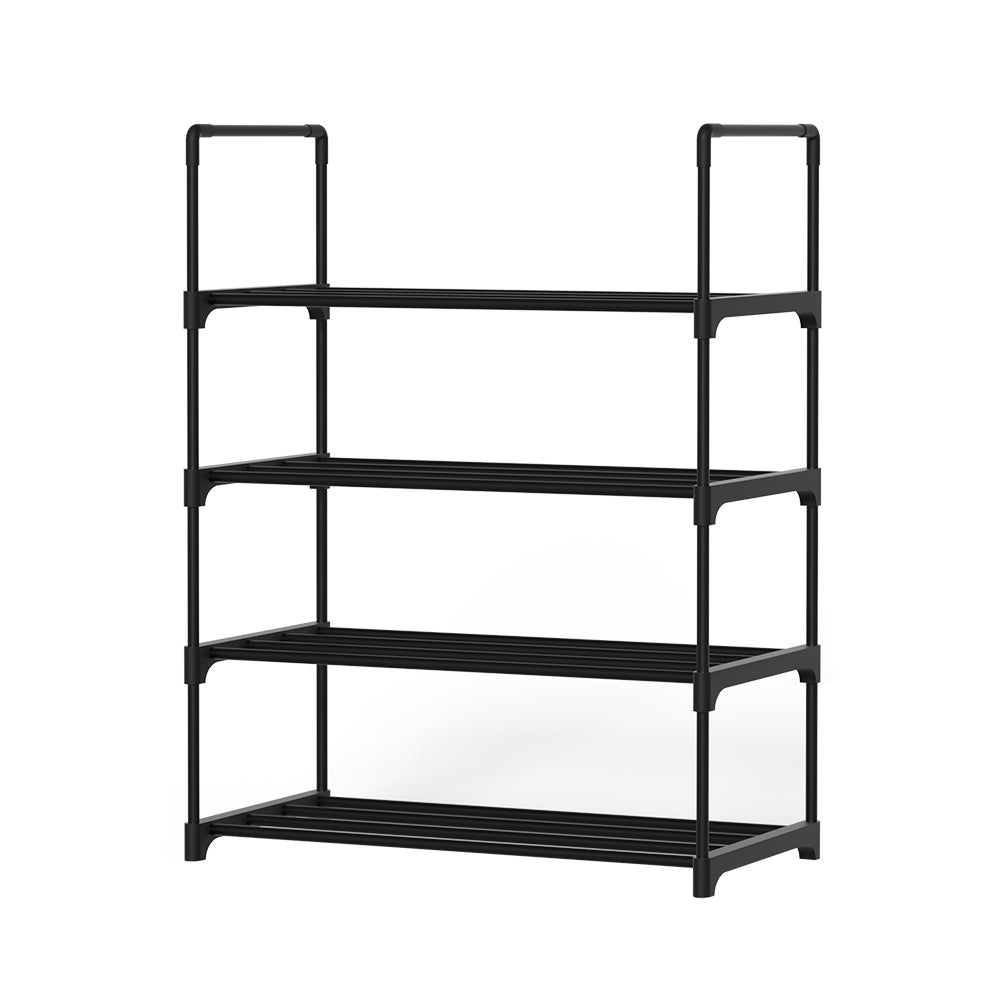 Shoe Rack Stackable 4 Tiers 80cm Shoes Shelves Storage Stand Black