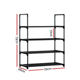 Shoe Rack Stackable 4 Tiers 80cm Shoes Shelves Storage Stand Black