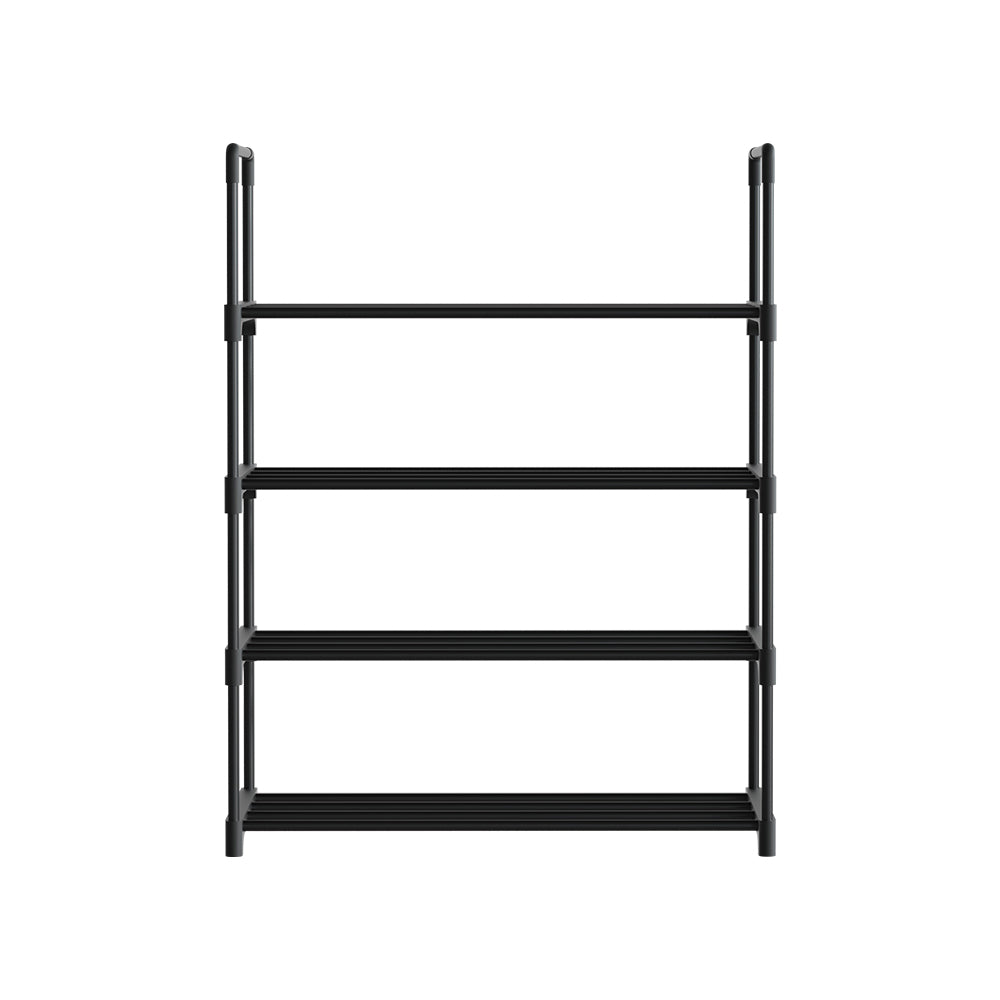 Shoe Rack Stackable 4 Tiers 80cm Shoes Shelves Storage Stand Black