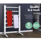 Devanti Electric Heated Towel Rail Rack 6 Bars Freestanding Clothes Dry Warmer