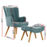 LANSAR Chair and Ottoman Blue