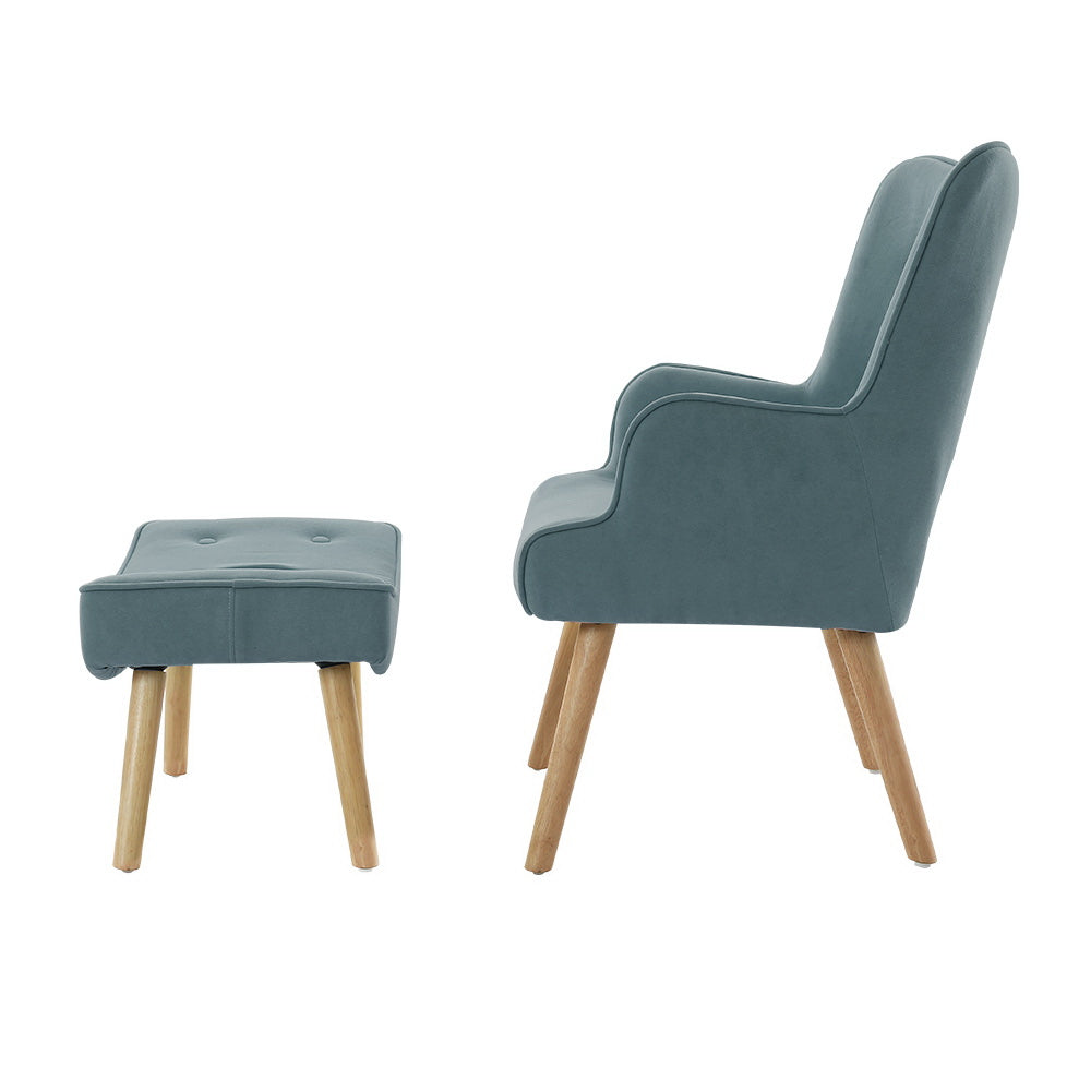 LANSAR Chair and Ottoman Blue