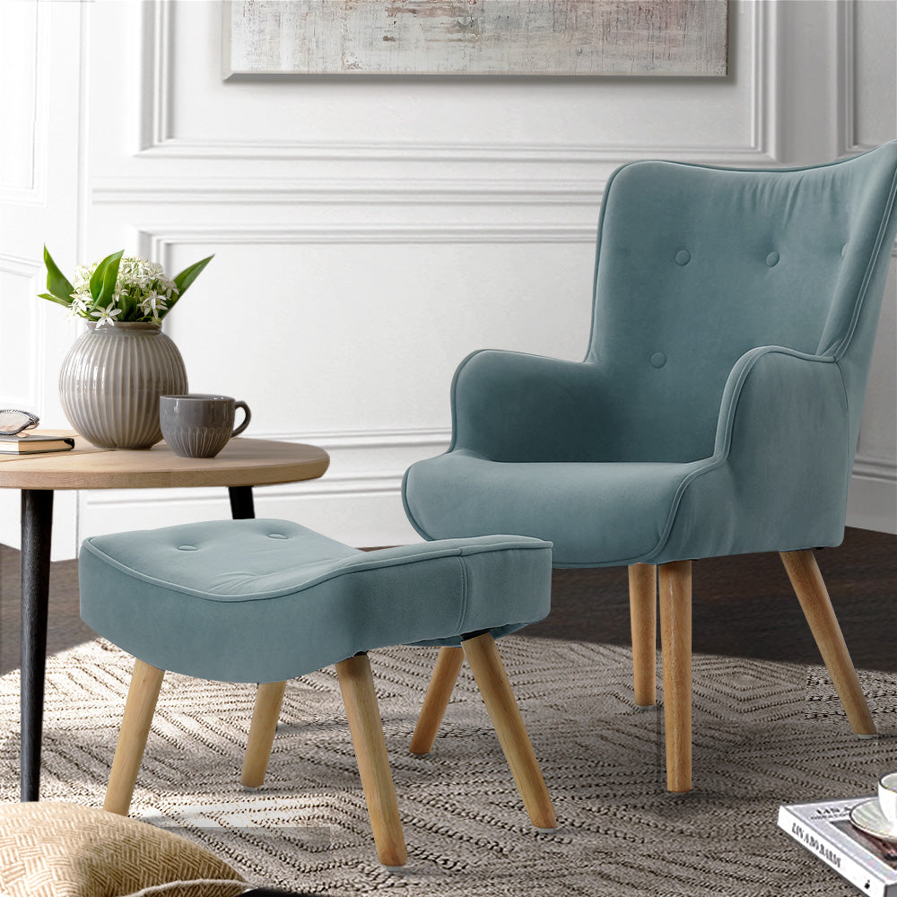 LANSAR Chair and Ottoman Blue