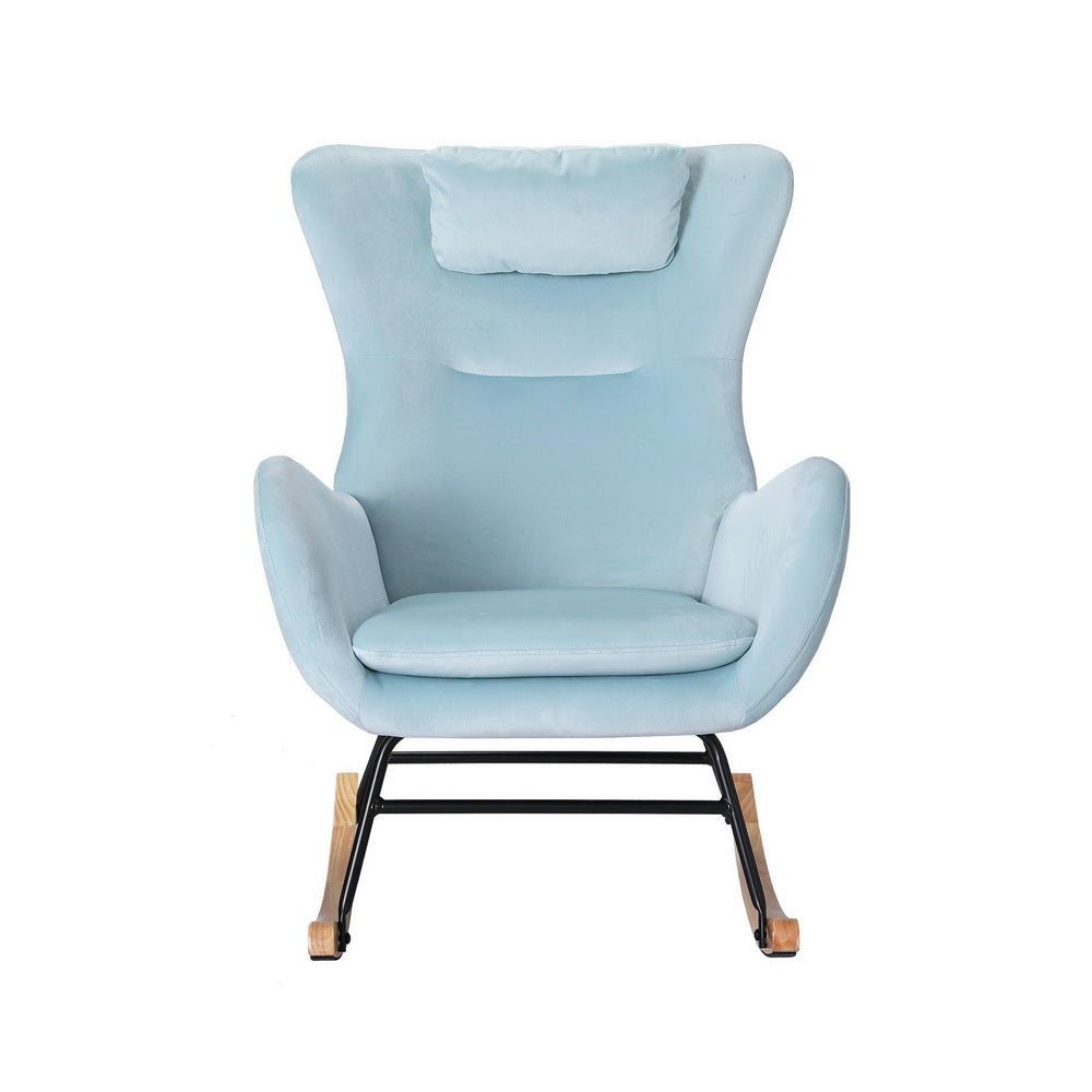 Blue Wing Backed Rocking Chair