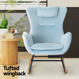 Blue Wing Backed Rocking Chair