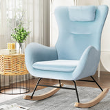 Blue Wing Backed Rocking Chair