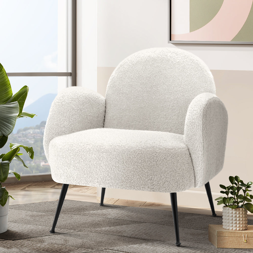 Ember Armchair Lounge Chair Armchairs Accent Arm Chairs Sherpa Boucle White