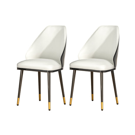 Beige & Black Dining Chairs x2 With Contoured Backs