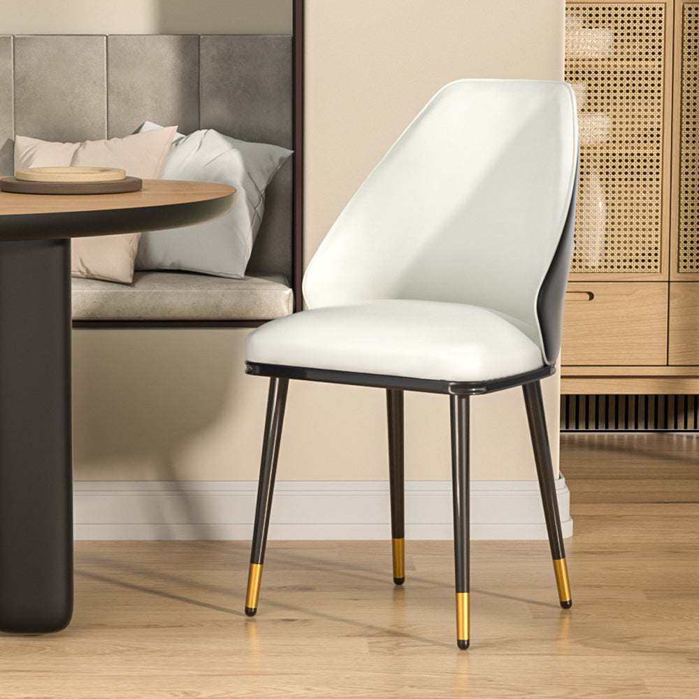 Beige & Black Dining Chairs x2 With Contoured Backs