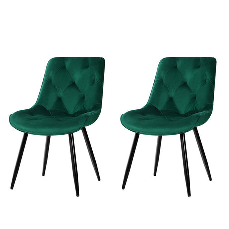 Dining Chairs Velvet Green Set of 2 Starlyn