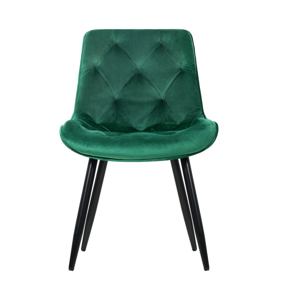 Dining Chairs Velvet Green Set of 2 Starlyn