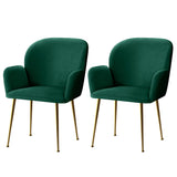 Kynsee Dining Chairs Set 2 Green & Gold