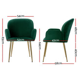 Kynsee Dining Chairs Set 2 Green & Gold