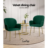 Kynsee Dining Chairs Set 2 Green & Gold