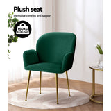 Kynsee Dining Chairs Set 2 Green & Gold