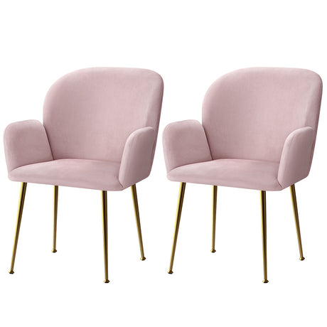 Kynsee Dining Chairs  Set 2 Pink & Gold