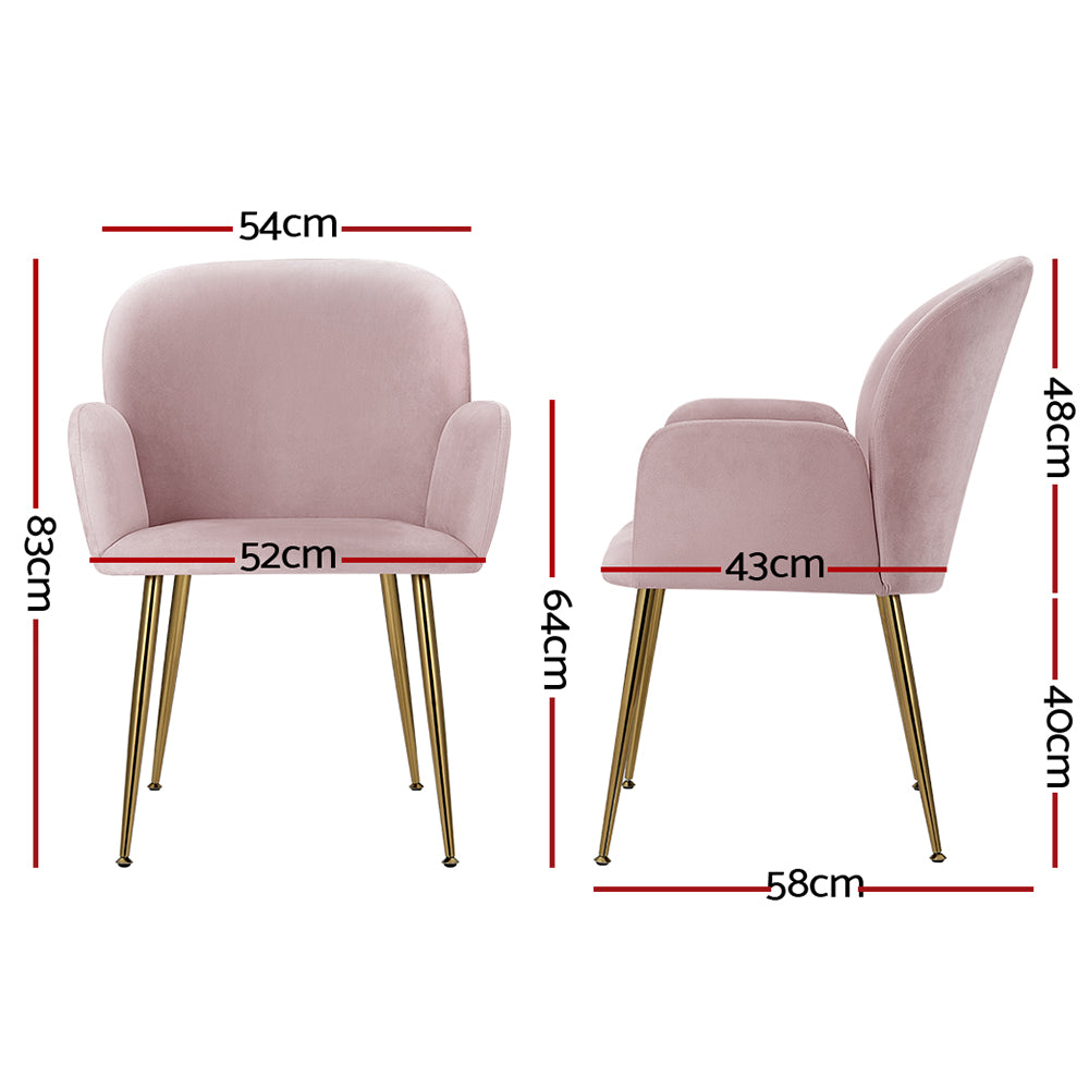 Kynsee Dining Chairs  Set 2 Pink & Gold