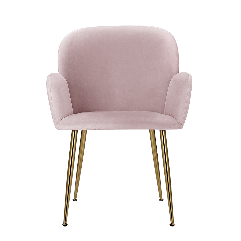 Kynsee Dining Chairs  Set 2 Pink & Gold