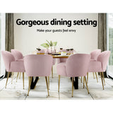 Kynsee Dining Chairs  Set 2 Pink & Gold