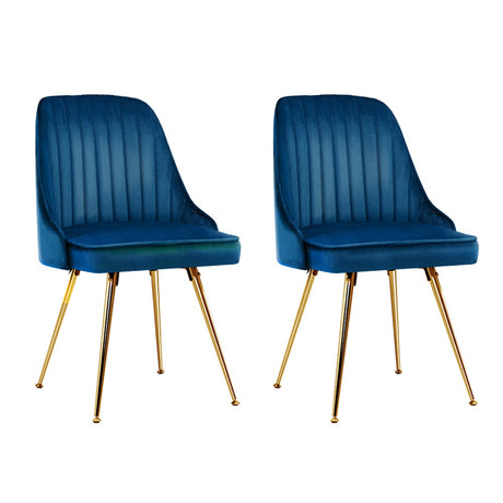 Golden & Blue Dining Chairs Set 2