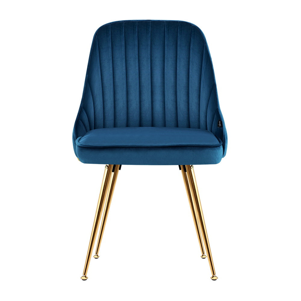 Golden & Blue Dining Chairs Set 2