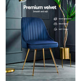 Golden & Blue Dining Chairs Set 2