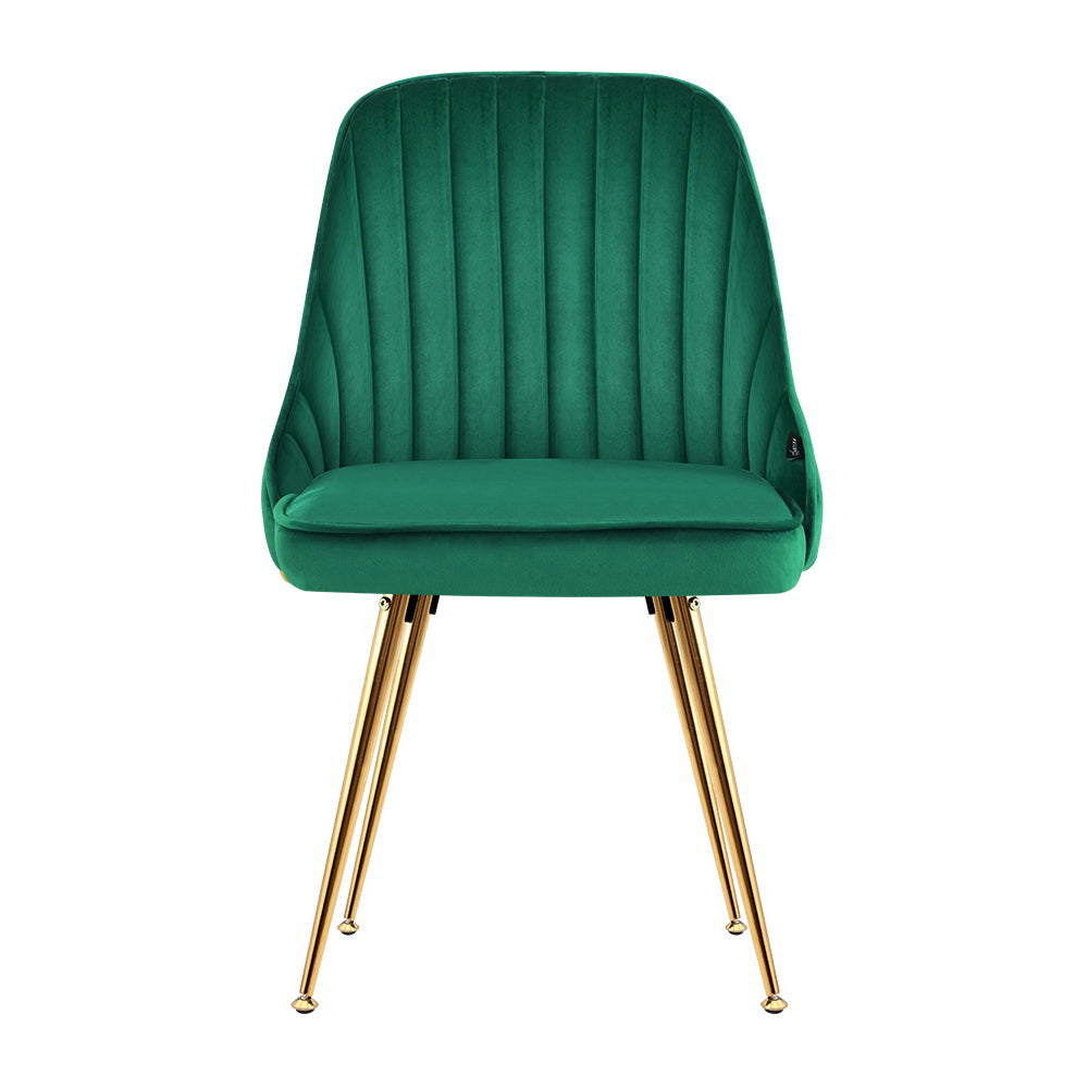 Green & Gold Velvet Dining Chairs Set 2