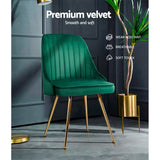 Green & Gold Velvet Dining Chairs Set 2