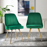 Green & Gold Velvet Dining Chairs Set 2