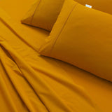 Elan Linen 100% Egyptian Cotton Vintage Washed 500TC Mustard King Single Bed Sheets Set