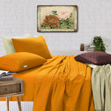 Elan Linen 100% Egyptian Cotton Vintage Washed 500TC Mustard Queen Bed Sheets Set