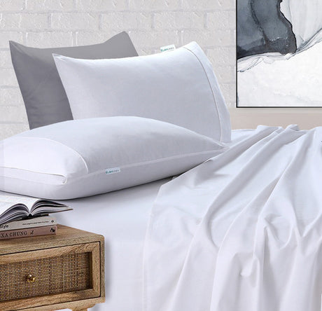 Ember Linen 100% Egyptian Cotton Vintage Washed 500TC White Queen Bed Sheets Set