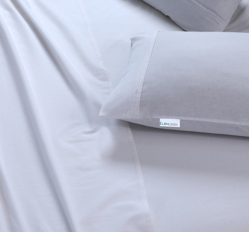 Ember Linen 100% Egyptian Cotton Vintage Washed 500TC White Queen Bed Sheets Set