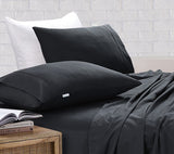 Elan Linen 100% Egyptian Cotton Vintage Washed 500TC Charcoal Single Bed Sheets Set