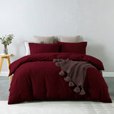 Royal Comfort Vintage Washed 100% Cotton Quilt Cover Set Bedding Ultra Soft - Single - Mulled Wine