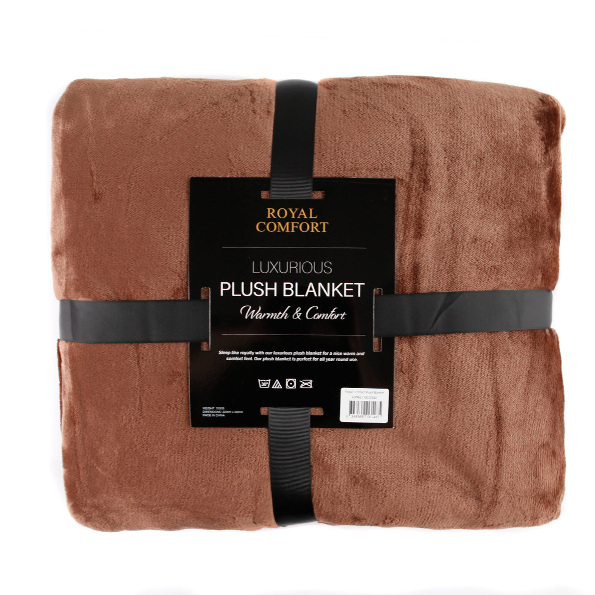 Royal Comfort Plush Blanket Throw Warm Soft Super Soft Large 220cm x 240cm - Coffee