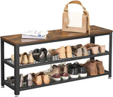 Shoe Rack with 2 Shelves 100 x 30 x 45 cm Rustic Brown and Black