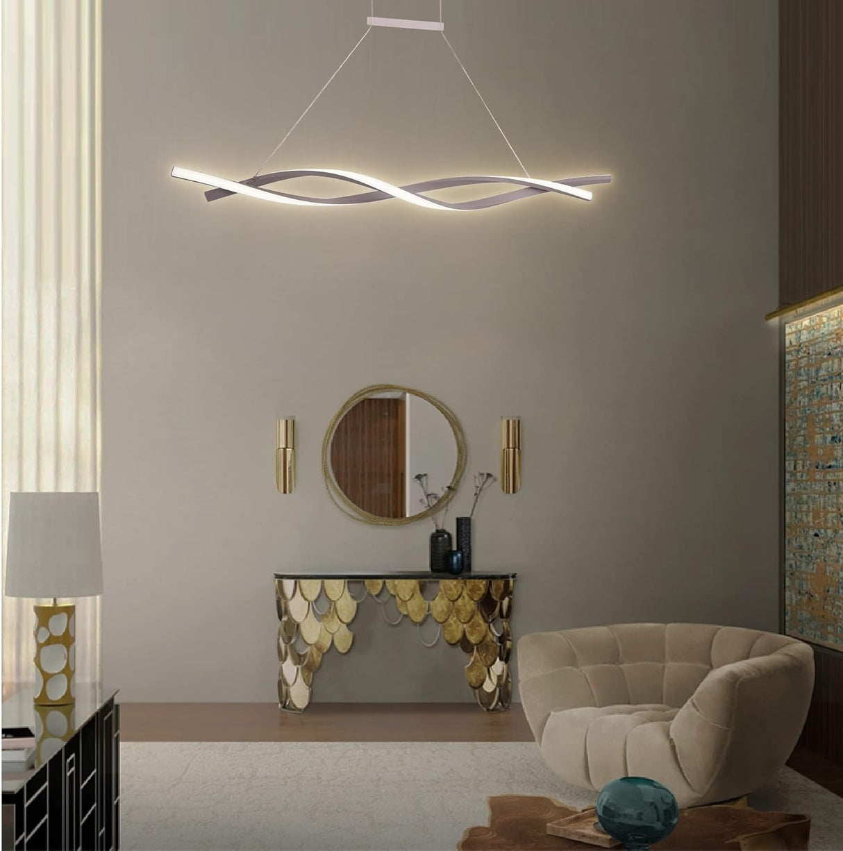 Modern LED Chandelier Lighting (Grey, L120cm)