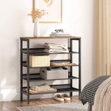 5-Tier Shoe Rack, Industrial Shoe Organizer Storage Bench