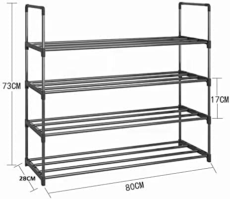 4-Tier Stainless Steel Shoe Rack Storage Organizer to Hold up to 20 Pairs of Shoes (80cm, Black)