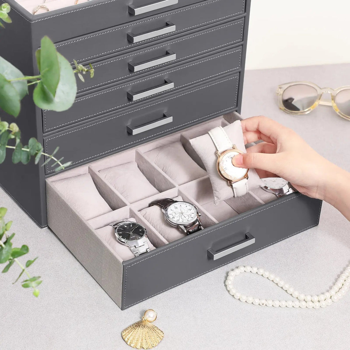 Jewellery White Box, 6 Layers,  5 Drawers