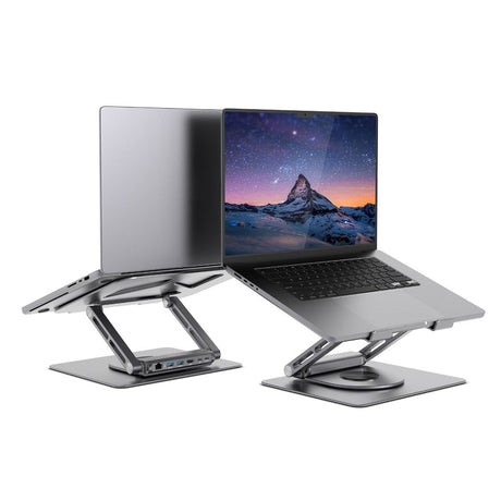 mbeat Stage S12 Rotating Laptop Stand with USB-C Docking Station - Space Grey